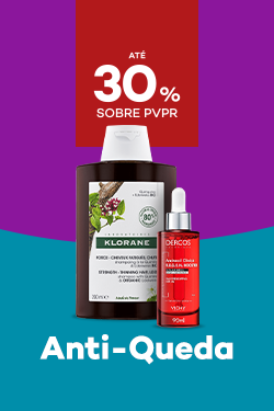 Produtos de cabelo anti-queda com destaque promocional de at&eacute; 30% sobre pre&ccedil;o de Venda ao P&uacute;blico Recomendado